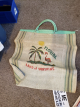 RARE VTG 1980&#39;s Bemis Florida Mesh Beach Bag Tote Land Sunshine State Flamingo - £30.36 GBP