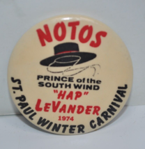 St Paul Winter Carnival Pinback Button 1974 Notos Prince Of The South Wind HAP - £17.21 GBP