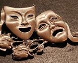 Vintage Brooch Pin SIGNED JJ Comedy and Tragedy Masks Silver Tone - $14.99