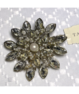 NEW Vintage Designer Talbot&#39;s Golden Metal Gold Flower Pearl brooch/pin - £19.13 GBP