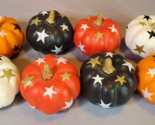Mini Pumpkins w/Stars Gold Glitter Farmhouse Autumn Fall Decor Bowl Fill... - $12.82