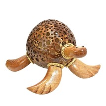 Adorable Sea Turtle Hand Carved Coconut Shell Figurine Sculpture - £17.35 GBP