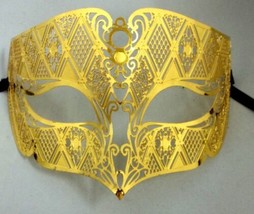 Gold Male Diamond Design Laser Cut Venetian Masquerade Metal Filigree Ma... - £9.61 GBP