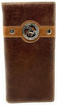 Texas Western Men&#39;s RFID Genuine Leather Horse Bifold Long Wallet - £23.59 GBP