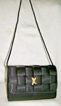VINTAGE “BY PALOMA PICASSO” SILK COVERED BLACK SATIN BASKET WEAVE EVENIN... - $24.75