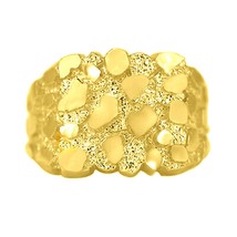 Mens Nugget Square Ring Real Silver 14K Yellow Gold Plated ALL SIZES - £111.82 GBP