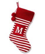 20 Inches Initial Christmas Stocking Monogram Striped Christmas Stocking... - $34.72 CAD