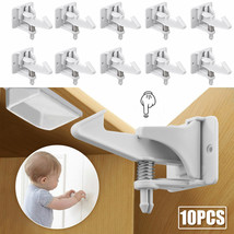 Cabinet Locks Child Safety Latches Baby Proof Lock Drawer Door 10 Pcs White Gift - £21.16 GBP