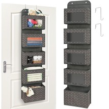 5-Shelf Over The Door Hanging Organizer, Foldable Wall Mount Fabric Storage With - £25.30 GBP