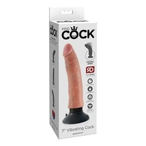 King Cock 7in Vibrating Cock Flesh - $31.55