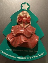 1995 New Hallmark Holiday Barbie Lapel Pin Christmas Red Dress Collectib... - $6.99