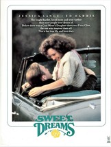 Sweet Dreams (1985) Movie Premiere 8.5&quot; X 11&quot; Cast &amp; Credits Card Jessica Lange - £14.11 GBP