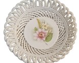 Vtg Limoges Woven White Ceramic Basket Tray Porcelain Hand Painted Flora... - $25.79