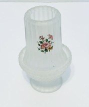 Westmoreland Frosted Satin Glass Floral Two Piece Ribbed Hobnail Fairy Lamp 6&quot; - £16.93 GBP