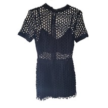Charlotte Russe Black Thick Net Peep Bodycon Mini Dress - £15.21 GBP