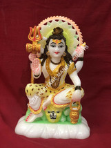 9&quot; White Marble Lord Shiva Statue Hand Painted Art Home Temple Decor Gift E166 - £264.48 GBP
