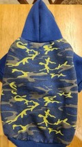Bret Michaels Camo Hoodie Dog Fleece Coat Size Med Blue Yellow Grey - £8.46 GBP