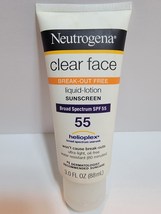 Neutrogena Clear Face Break Out Free Liquid Lotion Sunscreen SPF 55 Rare... - £23.49 GBP