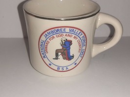 Vintage Boy Scouts Coffee MUG 1957 National Jamboree Valley Forge Gold Rim BSA - £8.62 GBP