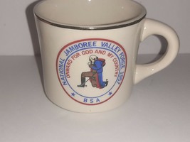 Vintage Boy Scouts Coffee MUG 1957 National Jamboree Valley Forge Gold Rim BSA - £8.73 GBP