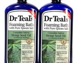 2 Bottles Dr Teal&#39;s 34 Oz Hemp Seed Oil Foaming Bath With Pure Epsom Salt - £28.32 GBP