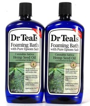 2 Bottles Dr Teal&#39;s 34 Oz Hemp Seed Oil Foaming Bath With Pure Epsom Salt - £28.52 GBP