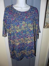 LuLaRoe Irma Blue W/Multi-Color Pasley Floral Print Size M Women&#39;s NWOT - £16.65 GBP