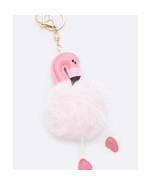 Faux Fur Pom Flamingo Key Chain Keyring Bag Charm Blush Pink - $281.08 MXN