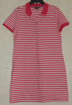 New Womens Tommy Hilfiger Bright Pink &amp; White Stripe Polo Shirt Dress Size M - £29.77 GBP