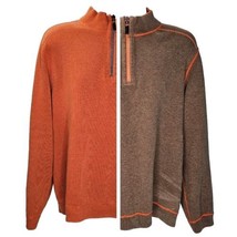 Tommy Bahama Reversible 1/4-Zip Sweater Mens XL Brown Orange Pullover Co... - £23.26 GBP