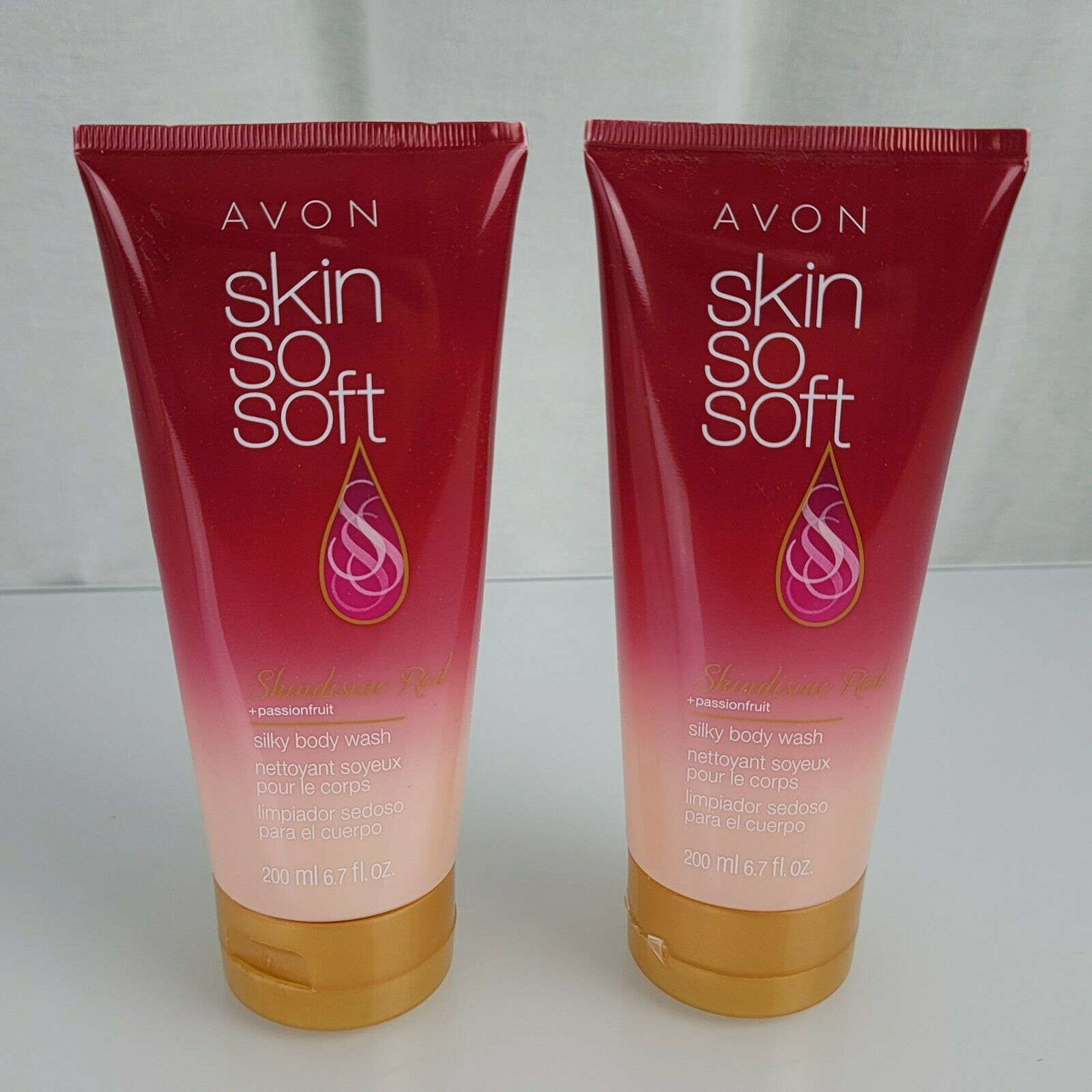 AVON SKIN SO SOFT SKINDISIAC + PASSIONFRUIT SILKY BODY WASH SET LOT 2 NEW - $18.80