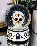 Black And White Hearts And Bones Day of the Dead Sugar Skull Small Water... - $403.38 MXN
