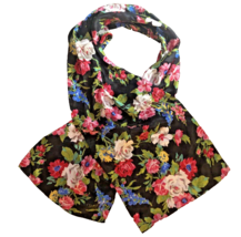 Vintage ECHO CLUB 7 Silk Scarf Oblong Hand Rolled Hem Rose Floral Cottagecore - £20.09 GBP