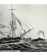 American Whaler At Sea Stowing 1926 Nautical Antique Print Whale Hunting... - $460.08 MXN