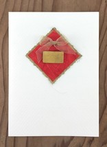 I Love You on Red Paper &quot;Pillow&quot; and Gold Momi Paper Border Greeting Card - $8.75