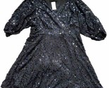 City Chic Scattered Glow Dress Blue Black Sequin Mini Size XS Plus Size ... - $74.79