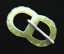 BELT BUCKLE Vintage DOUBLE ROUND Figure 8  Yellowed Old PLASTIC 1 3/4&quot; - £10.35 GBP