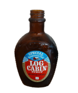 LOG CABIN SYRUP BOTTLE with PAPER LABEL BROWN Glass - $6.96