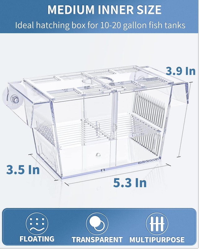 Pawfly Aquarium Fish Breeding Box Acrylic Hatchery Incubator Tank with Suction C Item image 3