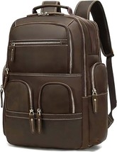 Vintage Genuine Leather Backpack For Men, 16&#39;&#39; Macbook Travel Hiking Bag Daypack - £159.32 GBP