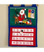 Vintage Felt Santa Advent Calendar Wall Hanging NOEL 24 Pockets Christmas - $726.42 MXN