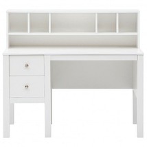 48 Inch Computer Desk with Drawers Power Outlets and 5-Cubby Hutch-White - Color - £213.33 GBP