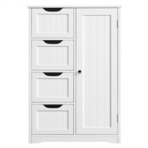 Wood Bathroom Floor Cabinet, Storage Organizer &amp; Kitchen Cupboard With 4 Drawers - £106.97 GBP