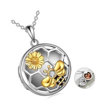 Bee Necklace 925 Sterling Silver Honeycomb Cute Flower - £138.39 GBP