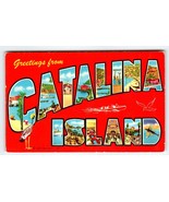 Greetings From Catalina Island California Large Letter Postcard Curt Teich - £6.27 GBP
