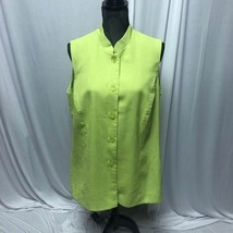 Plaza South Size 12 Tall Lime Green Button Up Lined Women&#39;s Vest Top - £11.37 GBP