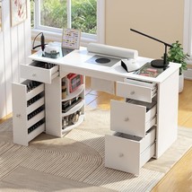 Manicure Table for Nail Tech with Glass Top, Visible Drawers  Trash Bag ... - $5,728.43 MXN