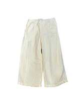 Loft Womens Size Medium Linen Blend Capri Pants Yellow White Stripe Lined - $18.81
