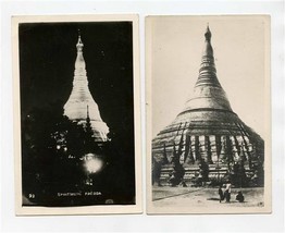 2 Shwedagon Pagoda Real Photo Postcards Day and Night Burma - £17.22 GBP