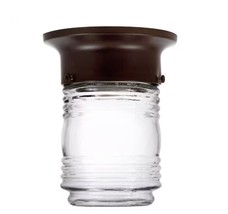 Sylvania Jelly Jar 4.9 in. 1-Light Antique Black Ceiling Semi-Flush Moun... - £12.57 GBP
